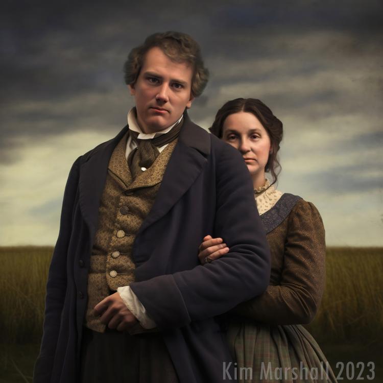 Photograph of Joseph Smith Jr and his wife Emma Hale AI created.jpg