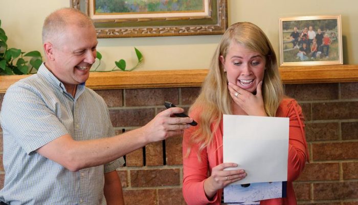 young lady receives her mission call