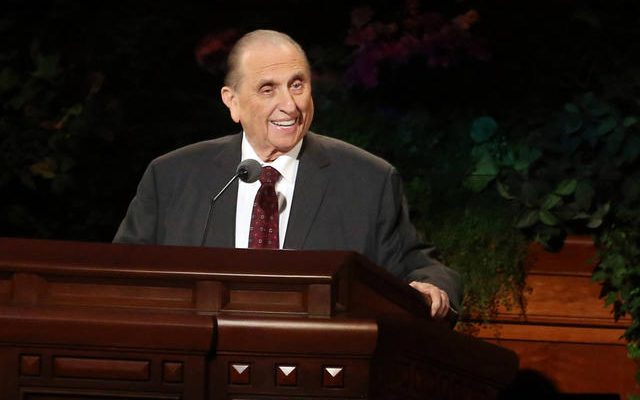 President Thomas S. Monson speaks at General Conference