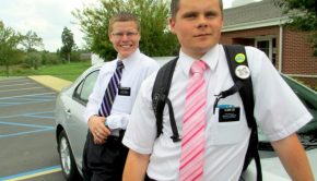 Two LDS Missionaries Mugging for the Camera