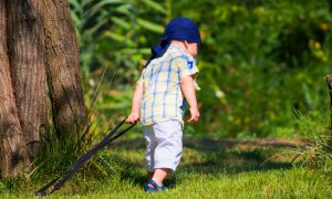 Toddler goes on a nature walk