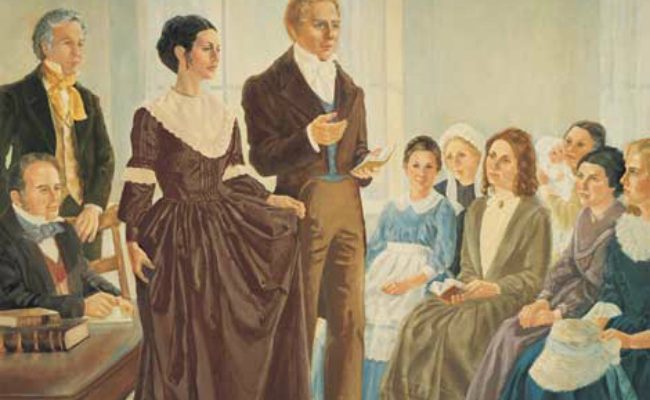 Joseph Smith organized the Relief Society. Emma Smith first president