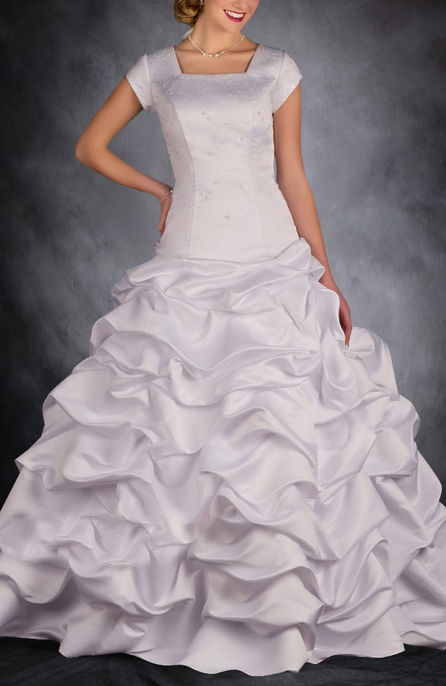 Pick Up Skirt style wedding dress a modest wedding gown