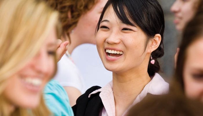 Mormon women talking and laughing together