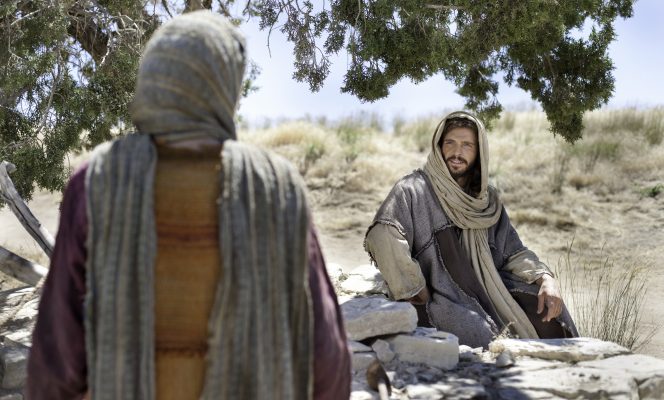 Woman talks with Jesus at the well