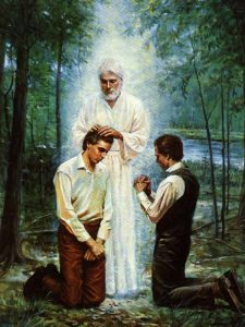 John the Baptist ordains Joseph Smith to the Aaronic Priesthood