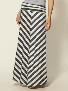 Chevron Stripe Maxi Skirt - Navy/White