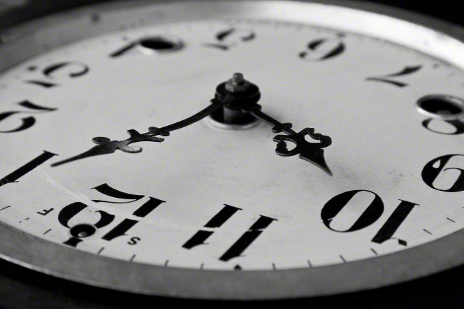close-up of the face of a clock