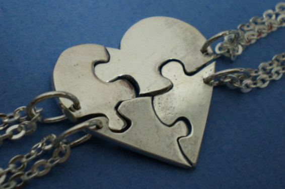 Heart Jigsaw Puzzle Necklace