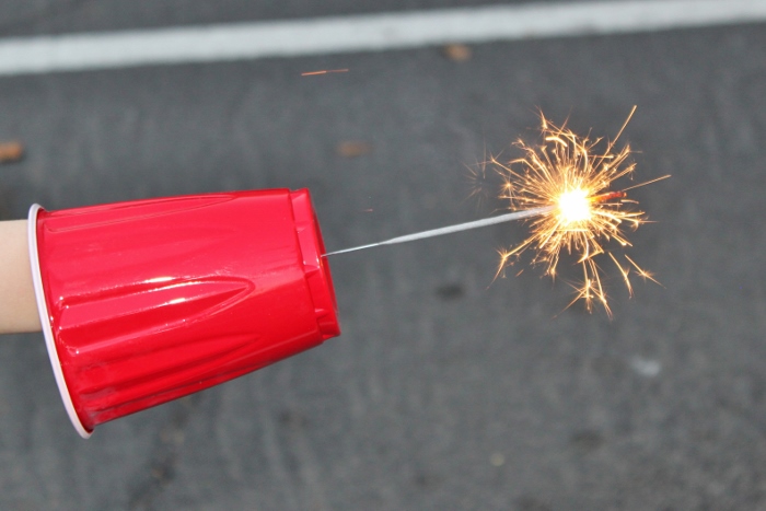 sparkler and cup