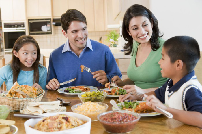 family eating dinner