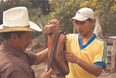 father son working together