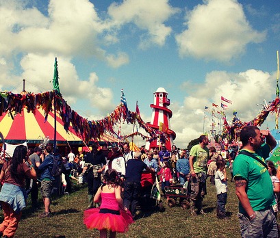 People playing at a festival