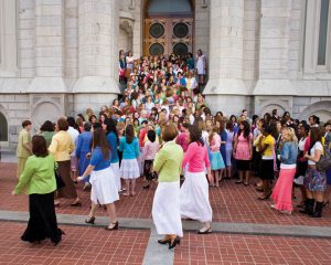 relief society women at Salt Lake Temple