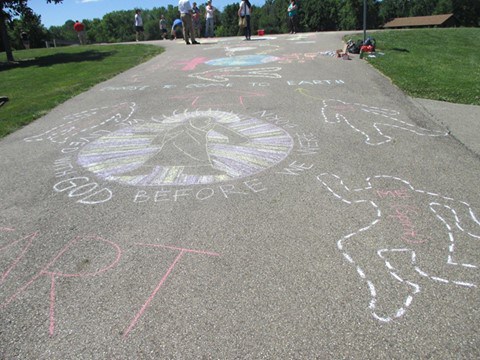 Passerbys on the bike path can learn where they came from, why they are on the Earth and where they are going.