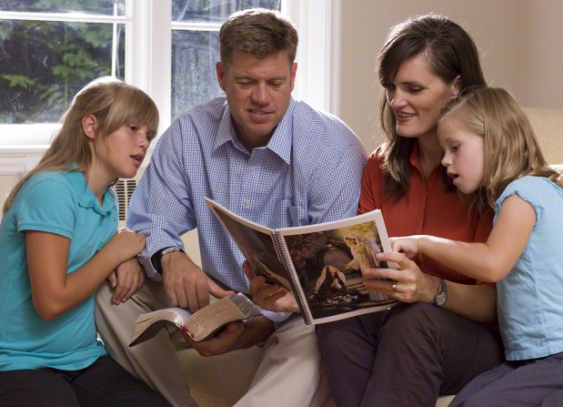 Young family spending and evening together