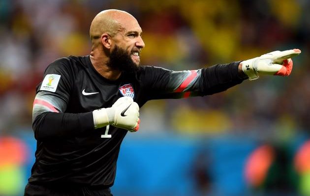 Tim Howard during the USA vs Belgium game