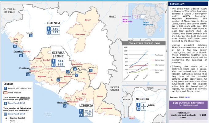 from reliefweb.int. Areas in red are affected by the virus