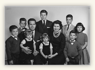 Boyd K Packer with his wife and children