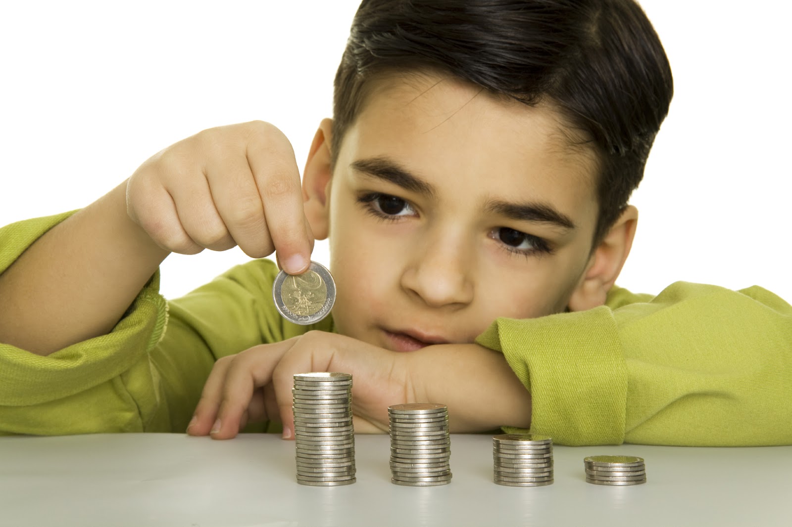 A Kid Counting Coins