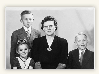 Portrait of Dallin H. Oaks with his mother and siblings