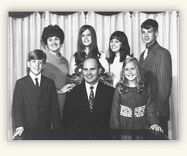 Portrait of Dallin H Oaks with his wife and children