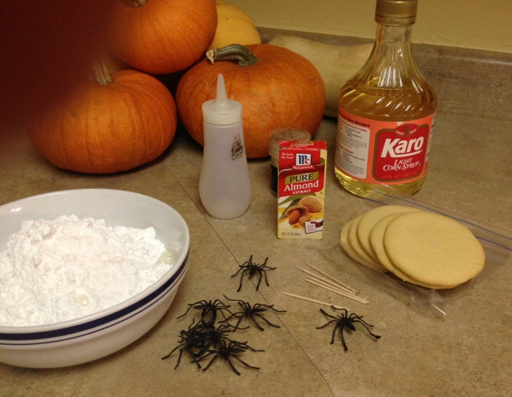 Ingredients for making Halloween spider cookies