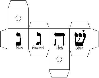 Pattern for the Hanukkah activities with a Dreidel