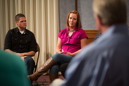 woman sharing her experience in support group