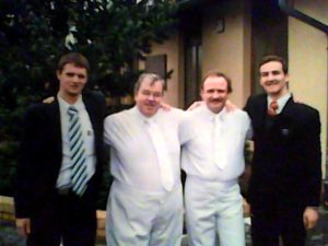 LDS Missionaries with two German converts on their baptism day