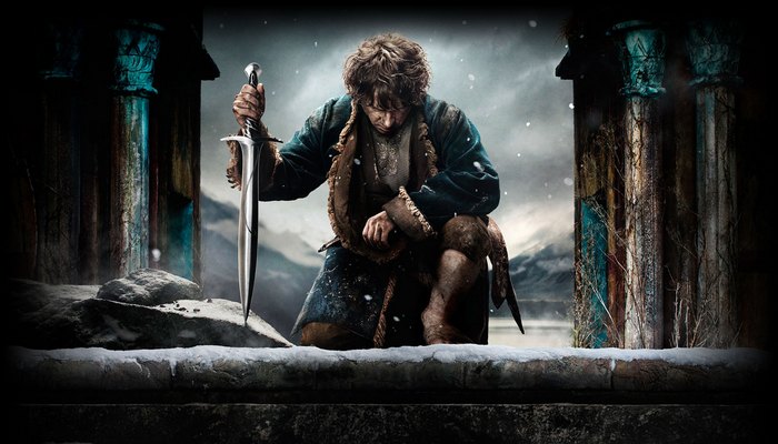 Bilbo Baggins Kneeling with Sword on His Quest of Erebor | The Hobbit/LOTR Quotes & Their Scripture Equivalents | Third Hour | Lord of The Rings Scripture | Lord of The Rings Bible References