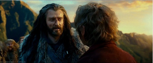 Thorin telling Bilbo that he was wrong to judge him a lesser man