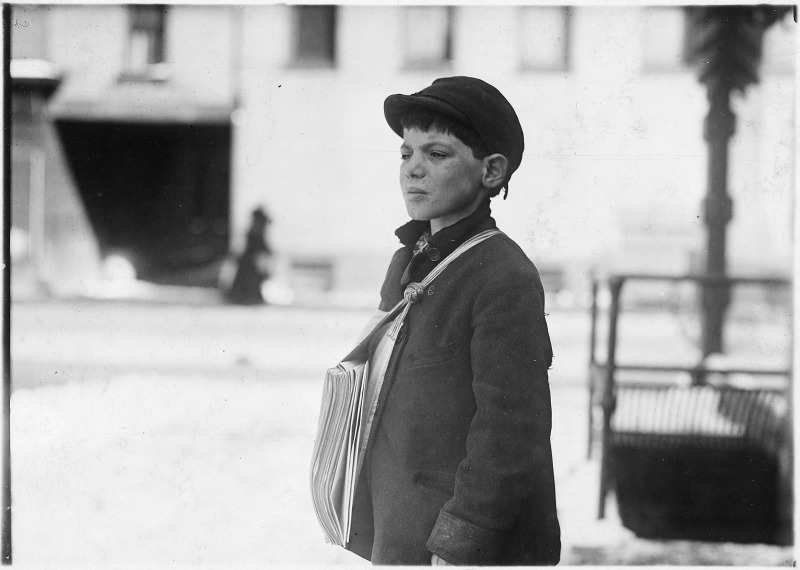 Young newspaper boy during the depression