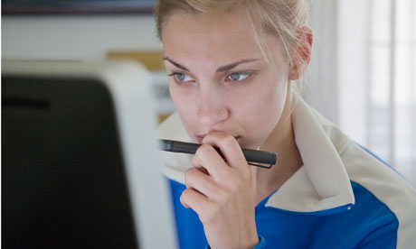 woman studying online