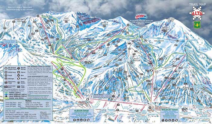 Ski map of Alta, Utah