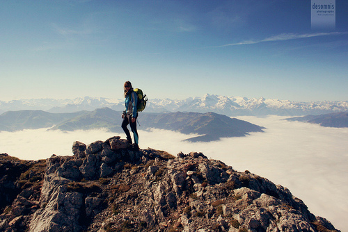 Summiting a mountain in Austria