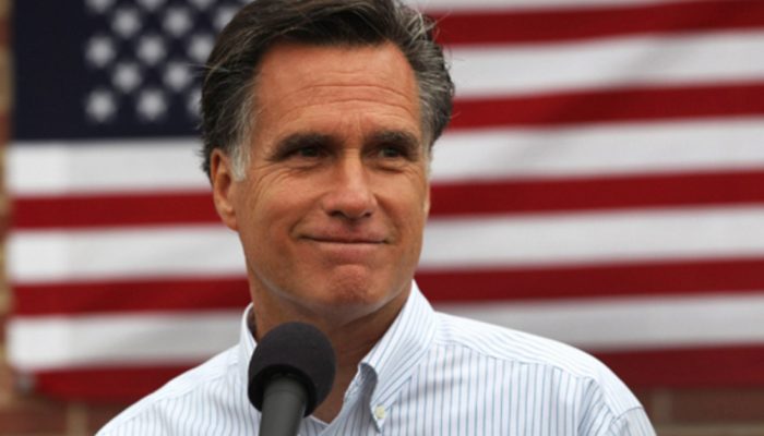 Mitt Romney in front of American Flag
