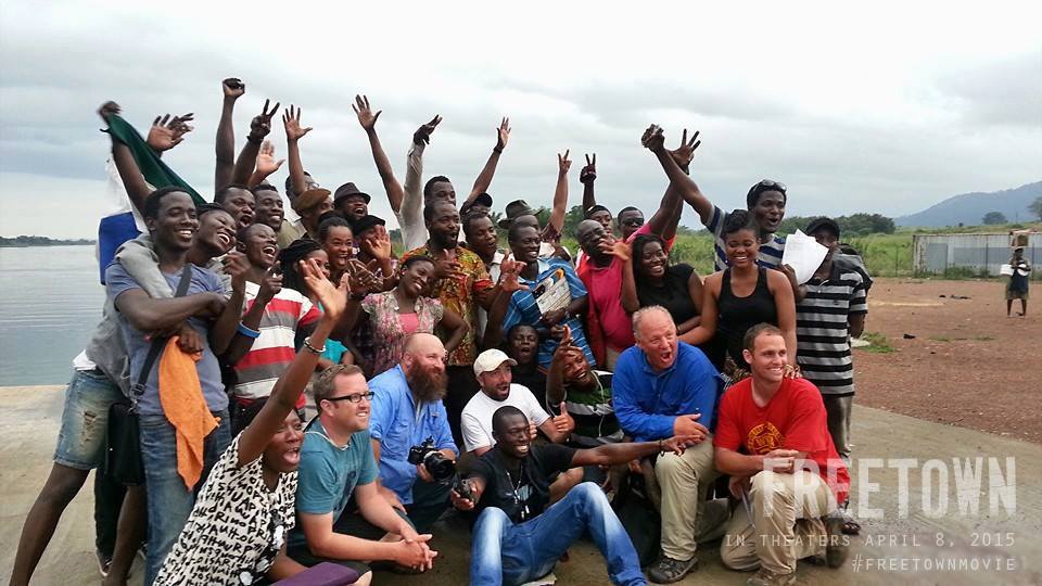 Cast and crew photo after filming