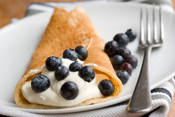 blueberry crepe with cream