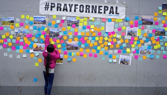 Pray for Nepal and sticky notes