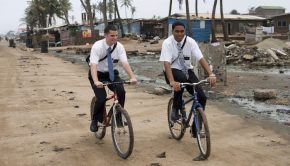 Mormon Missionaries on bikes 1