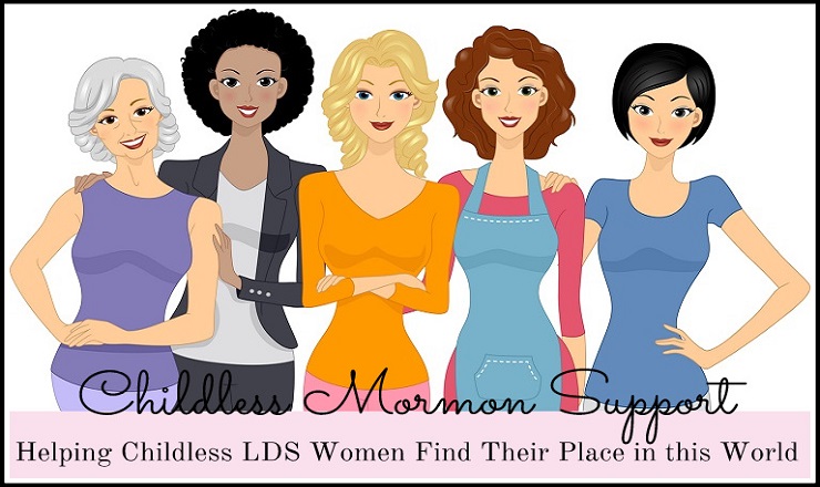 Five multi-racial women with arms around each other; Childless Mormon Support