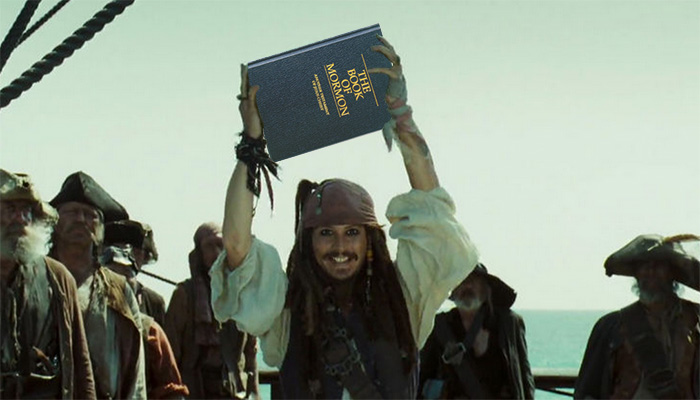 Jack Sparrow holds the book of mormon