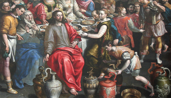 Depiction of Jesus Christ feasting at the marriage of Cana