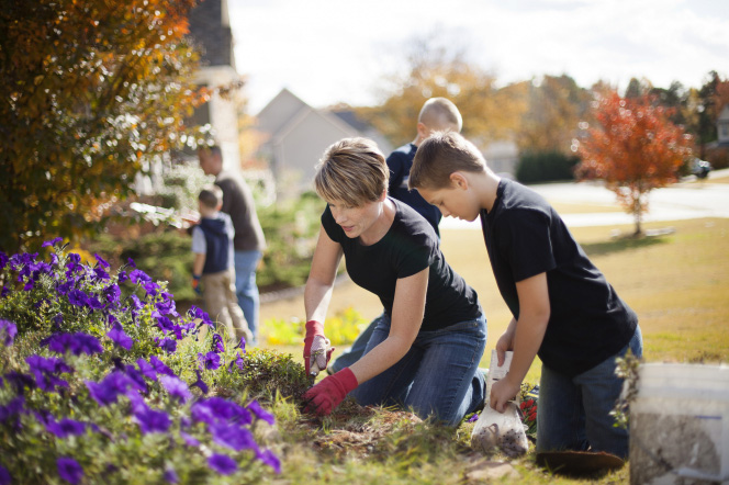 Family gardening together