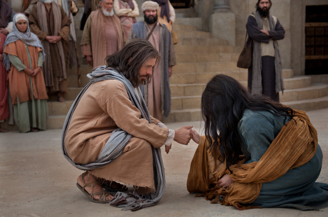 Jesus defends woman taken in adultery