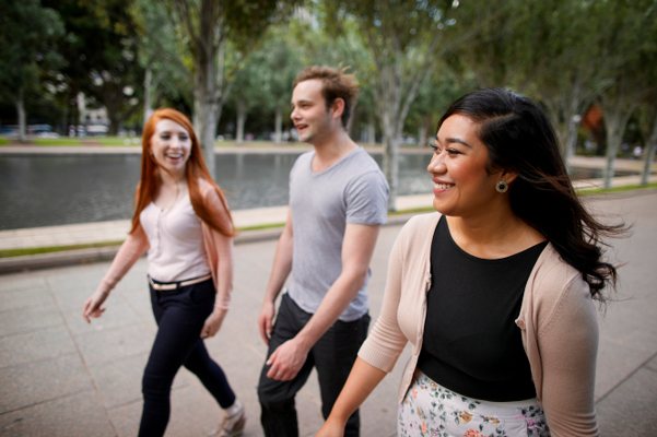 Young adults going to ward activity