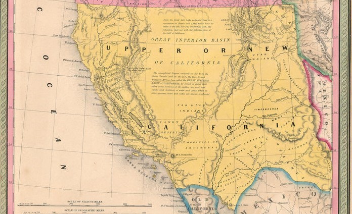 Map of Upper California where Mormon Pioneers were travelling