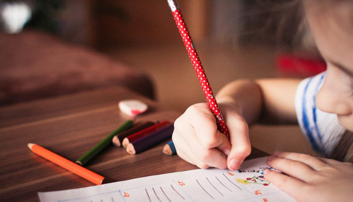 Young girl doing homework