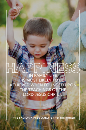 Quote about happiness for a family is founded upon Christ's teachings